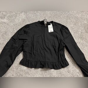 H&M Black Ruffle Blouse